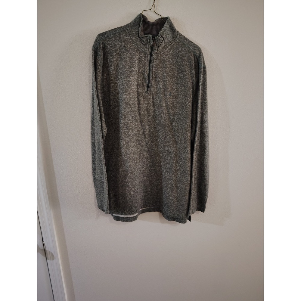 Izod Saltwater Mens Medium Gray Heathered Quarter Zip Pullover Sweater Relaxed